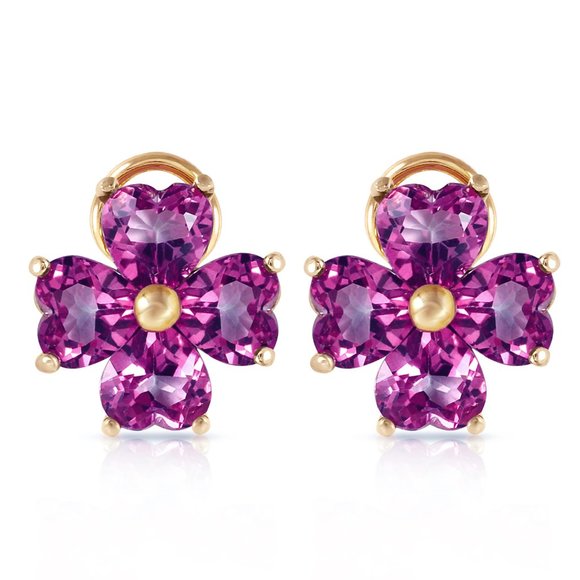 14K. GOLD FRENCH CLIPS EARRING WITH AMETHYSTS - Picture 3 of 6